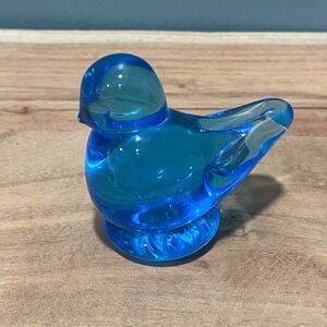 Vintage Mini Blue Bird of Happiness Ron Ray 1992 Art Glass Figurine 2"